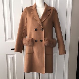 Etam Weekend BRAND wool camel color pea coat  SIZE EU 38